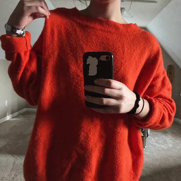 red oversized sweater